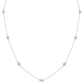 1 1/2 Carat TW Bezel Set Diamond Station Necklace in 14K White Gold