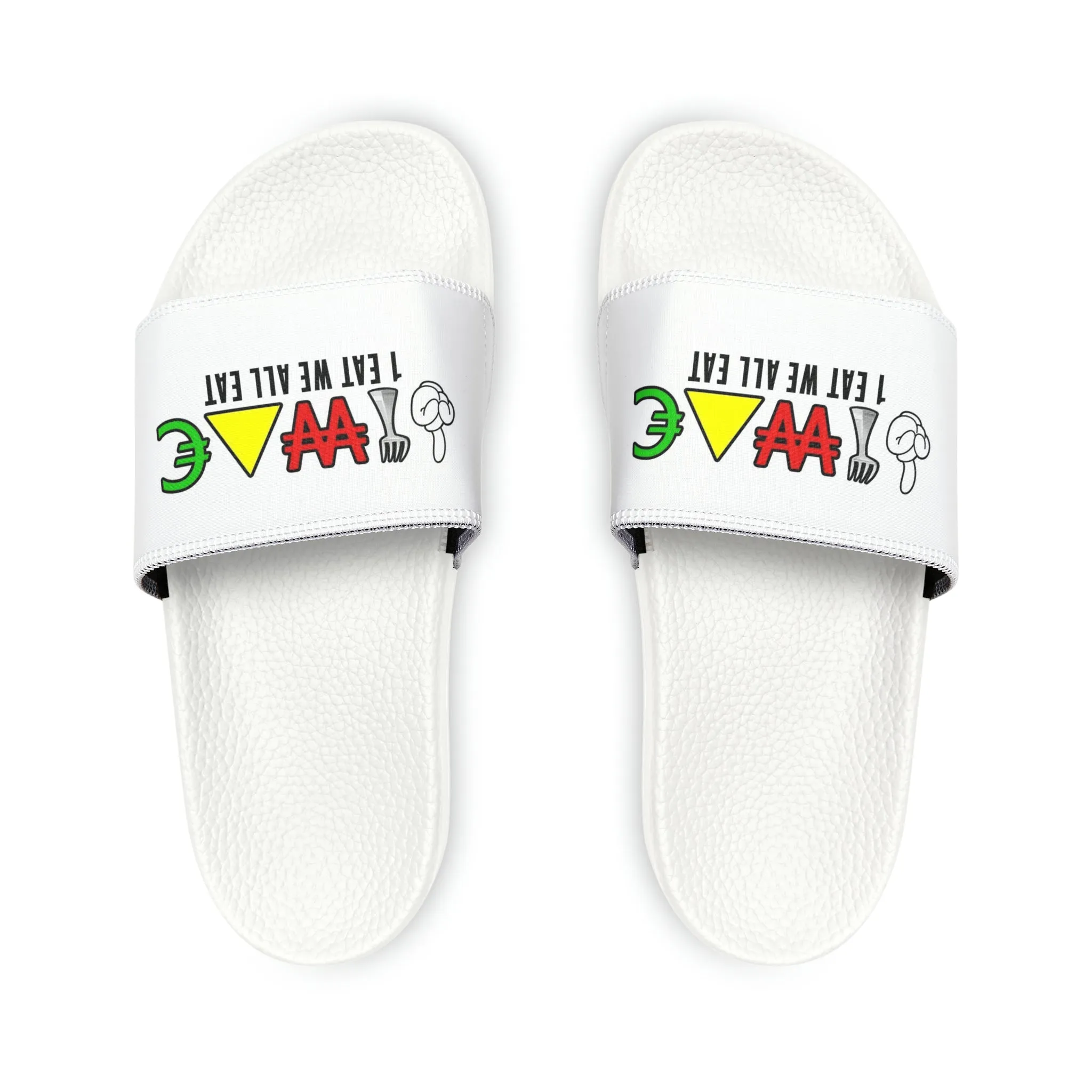 1 EAT WE ALL EAT PU Slide Sandals