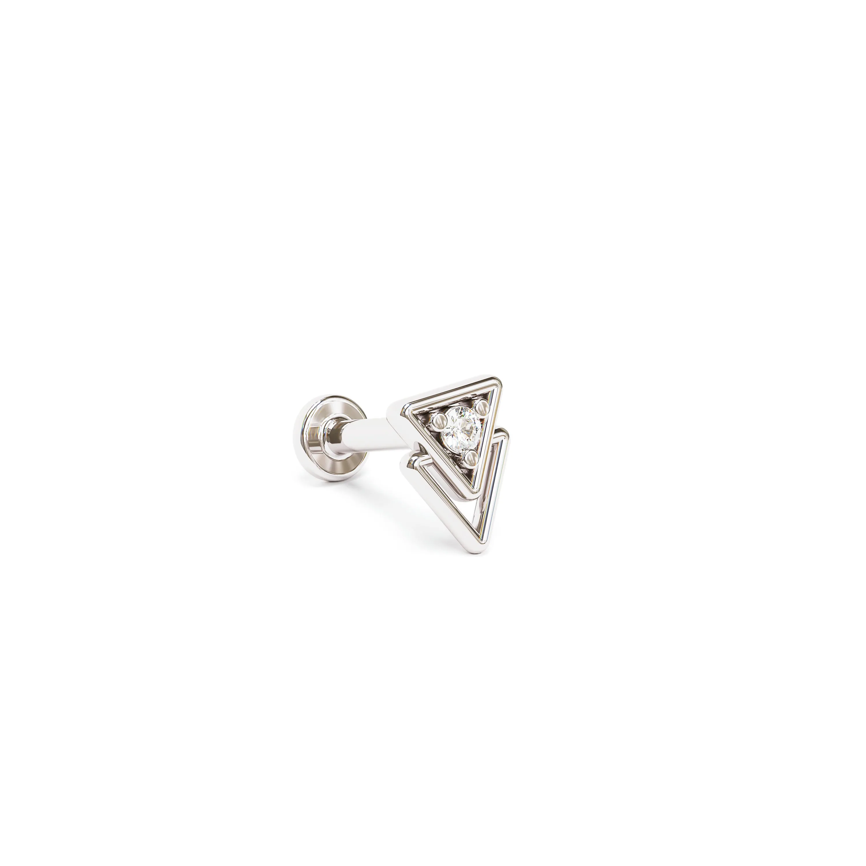 14K Gold Diamond Double Triangle Stud