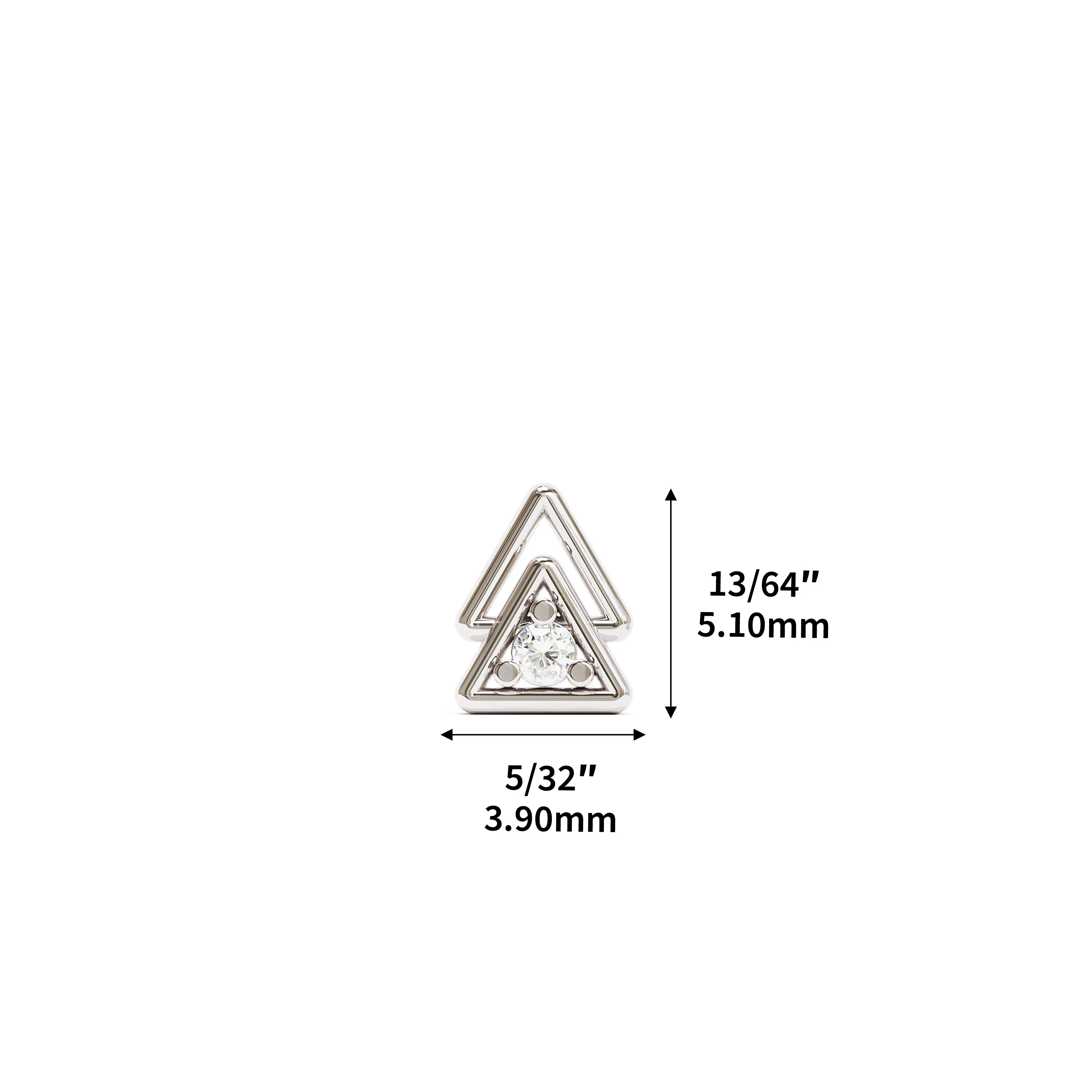 14K Gold Diamond Double Triangle Stud