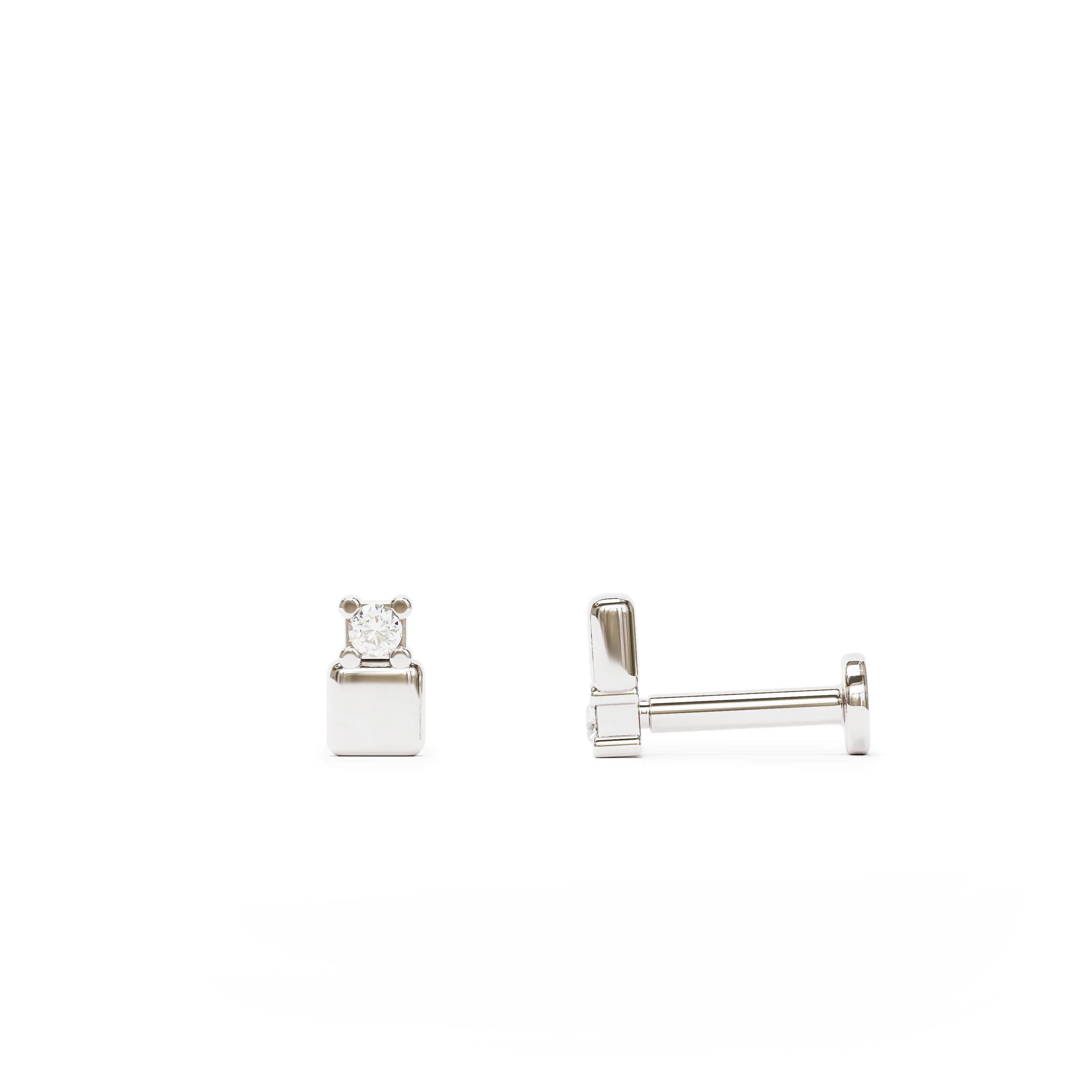 14K Gold Prong-Set Diamond Square Stud