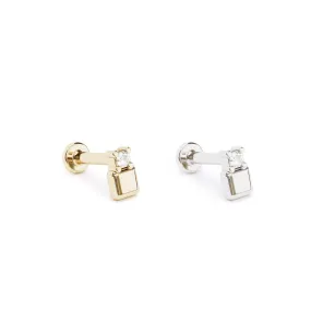 14K Gold Prong-Set Diamond Square Stud