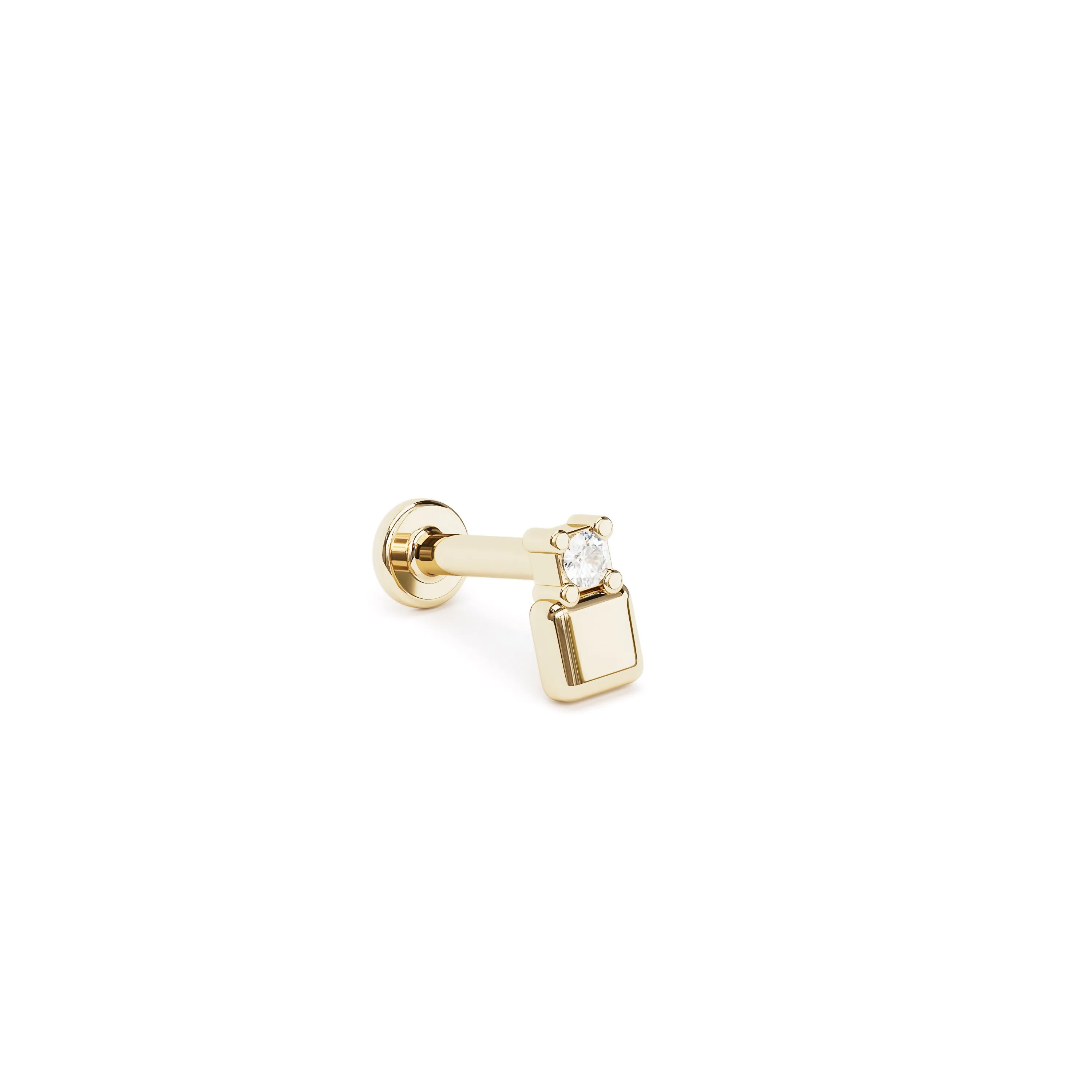 14K Gold Prong-Set Diamond Square Stud