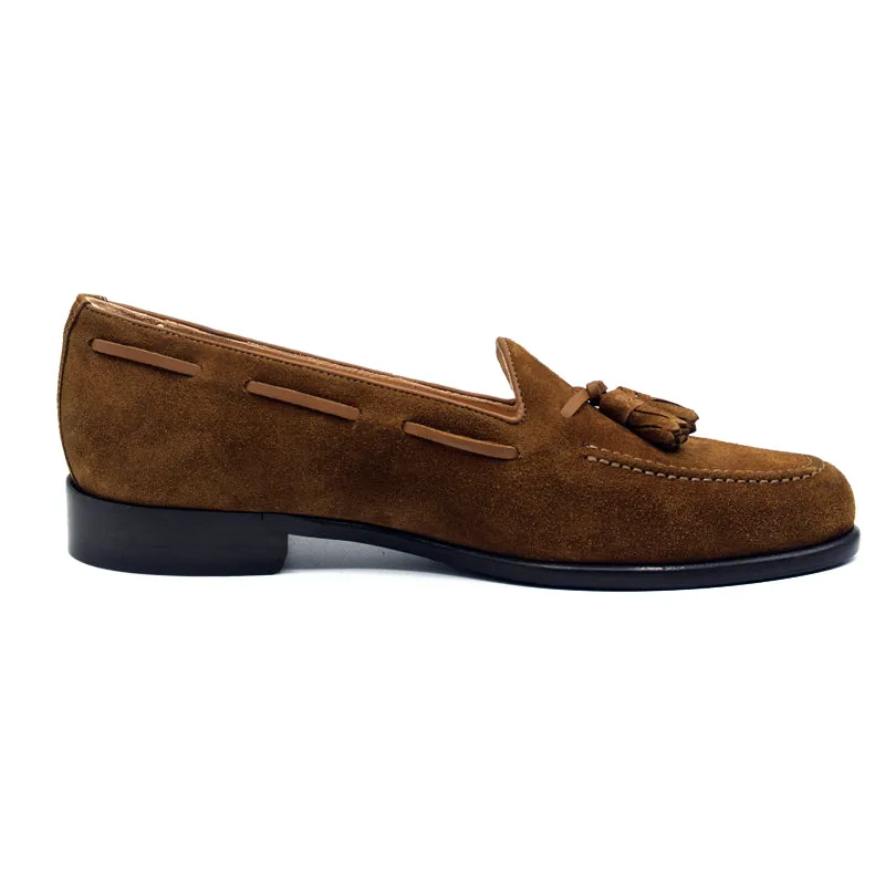 16-583-TAB FRANCO Suede Calfskin Tassel Loafer, Tobacco