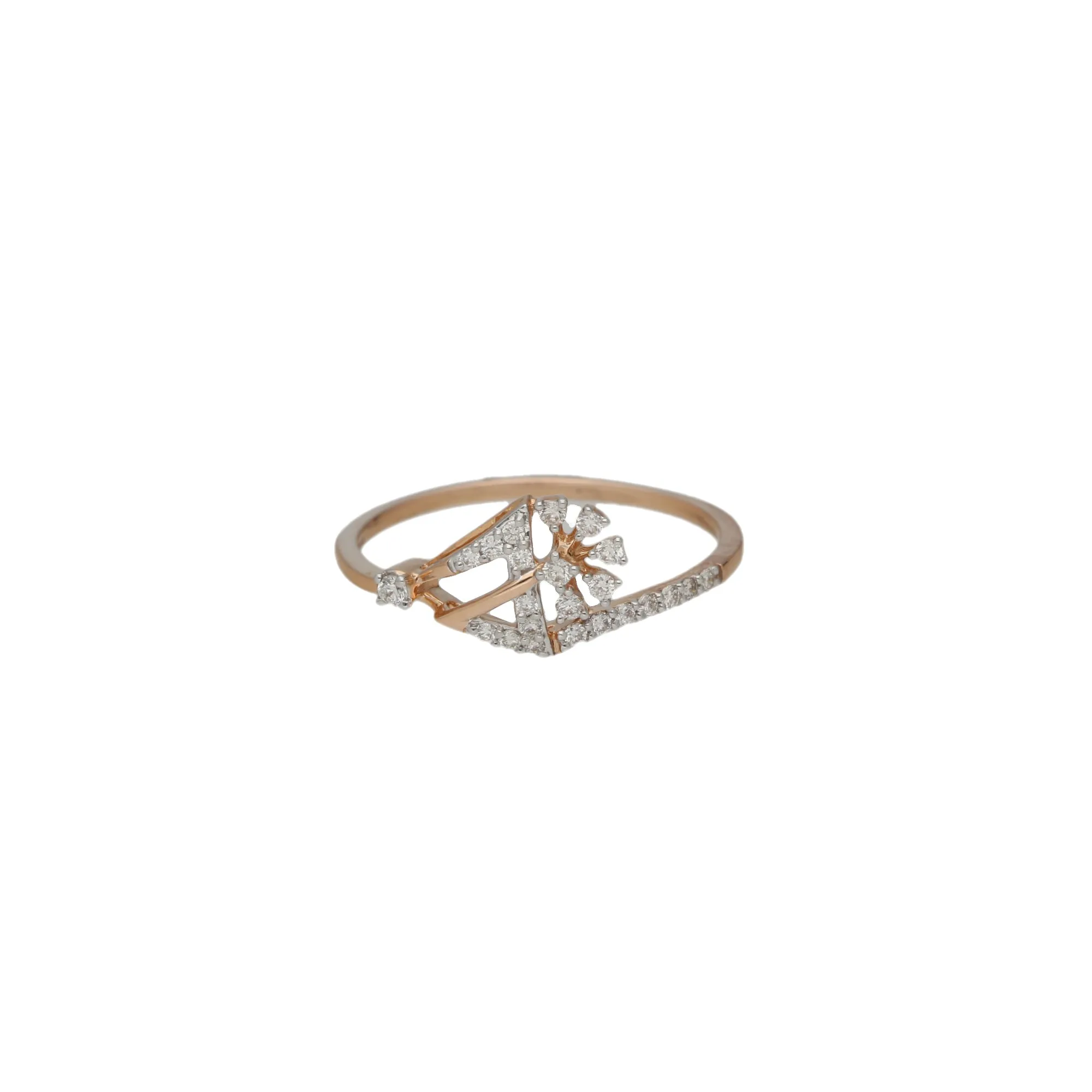 18K Rose Gold & 0.16 Carat Diamond Ring (1.4gm)