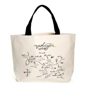 20 Oz. Heavyweight Canvas Tote Washington Calligraphy Map