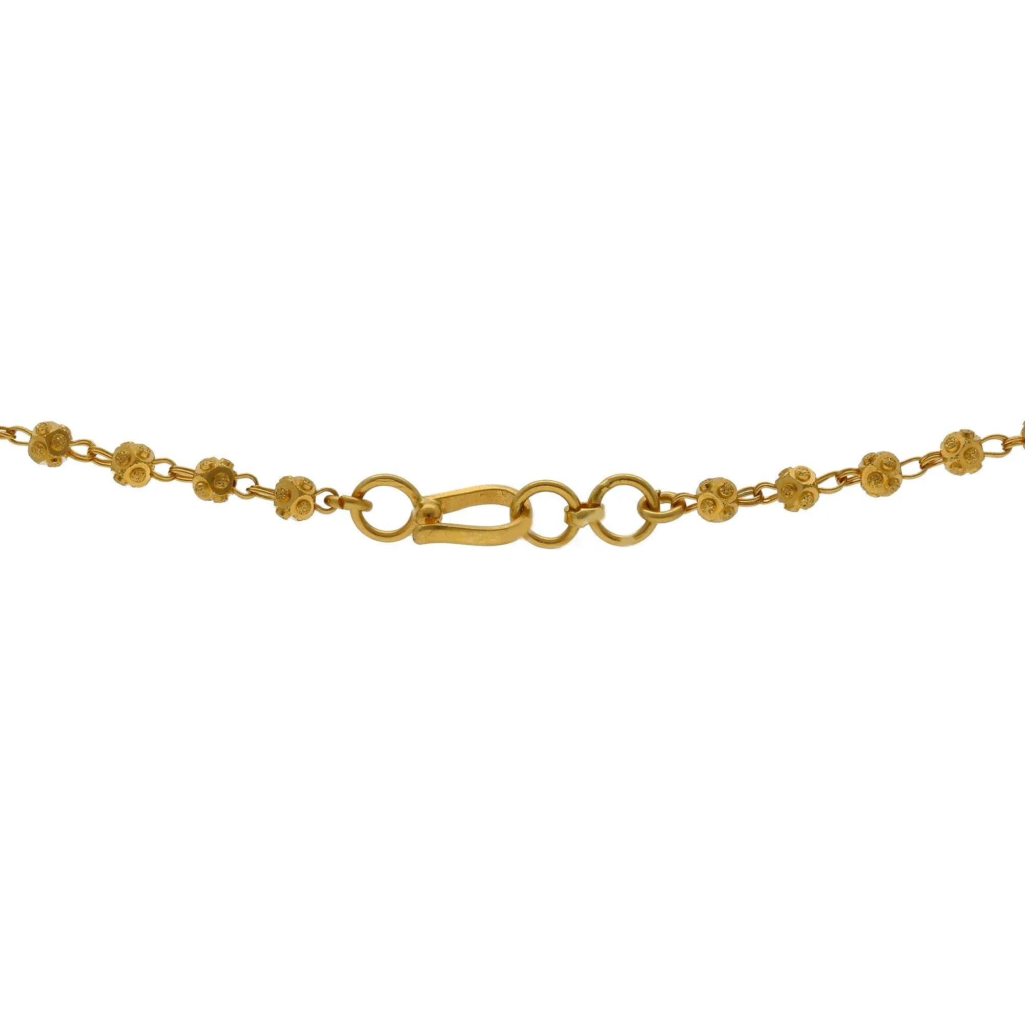 22K Yellow Gold Fancy Chain W/ Ascending Gold Shambala Beads, 14.3 grams