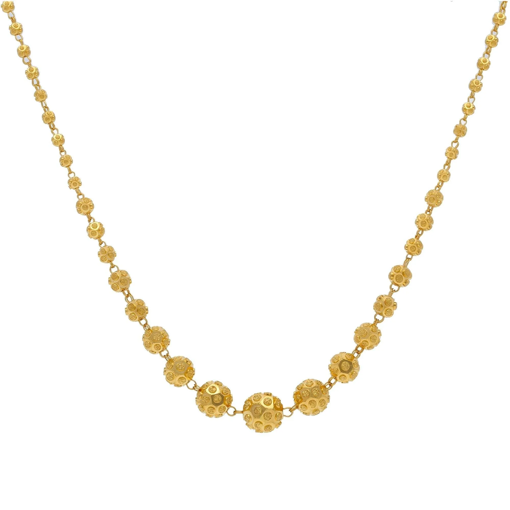 22K Yellow Gold Fancy Chain W/ Ascending Gold Shambala Beads, 14.3 grams