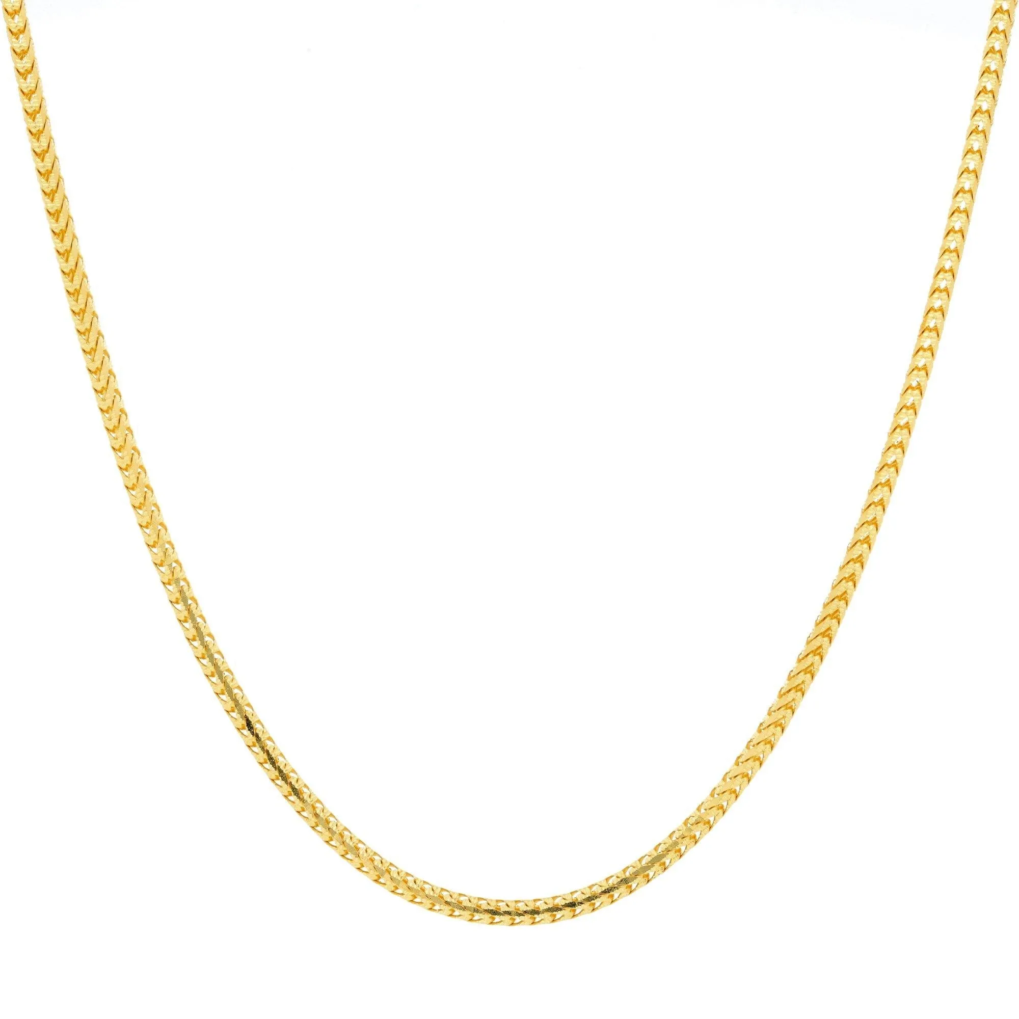 22K Yellow Gold Rounded Wheat Link Chain, 44.0 Grams