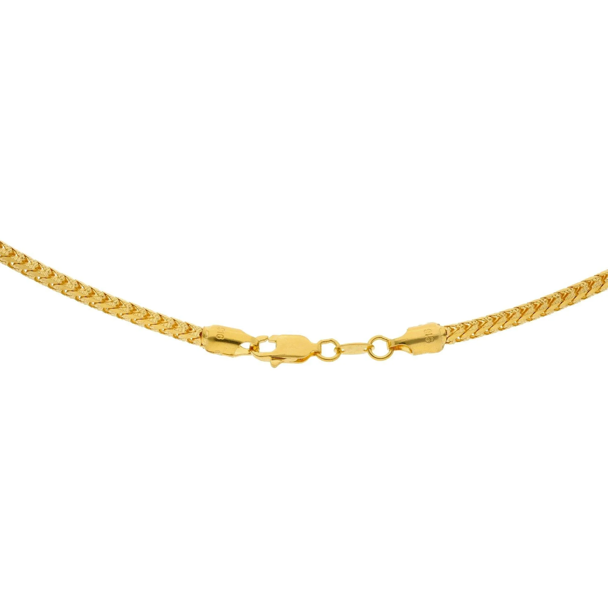 22K Yellow Gold Rounded Wheat Link Chain, 44.0 Grams