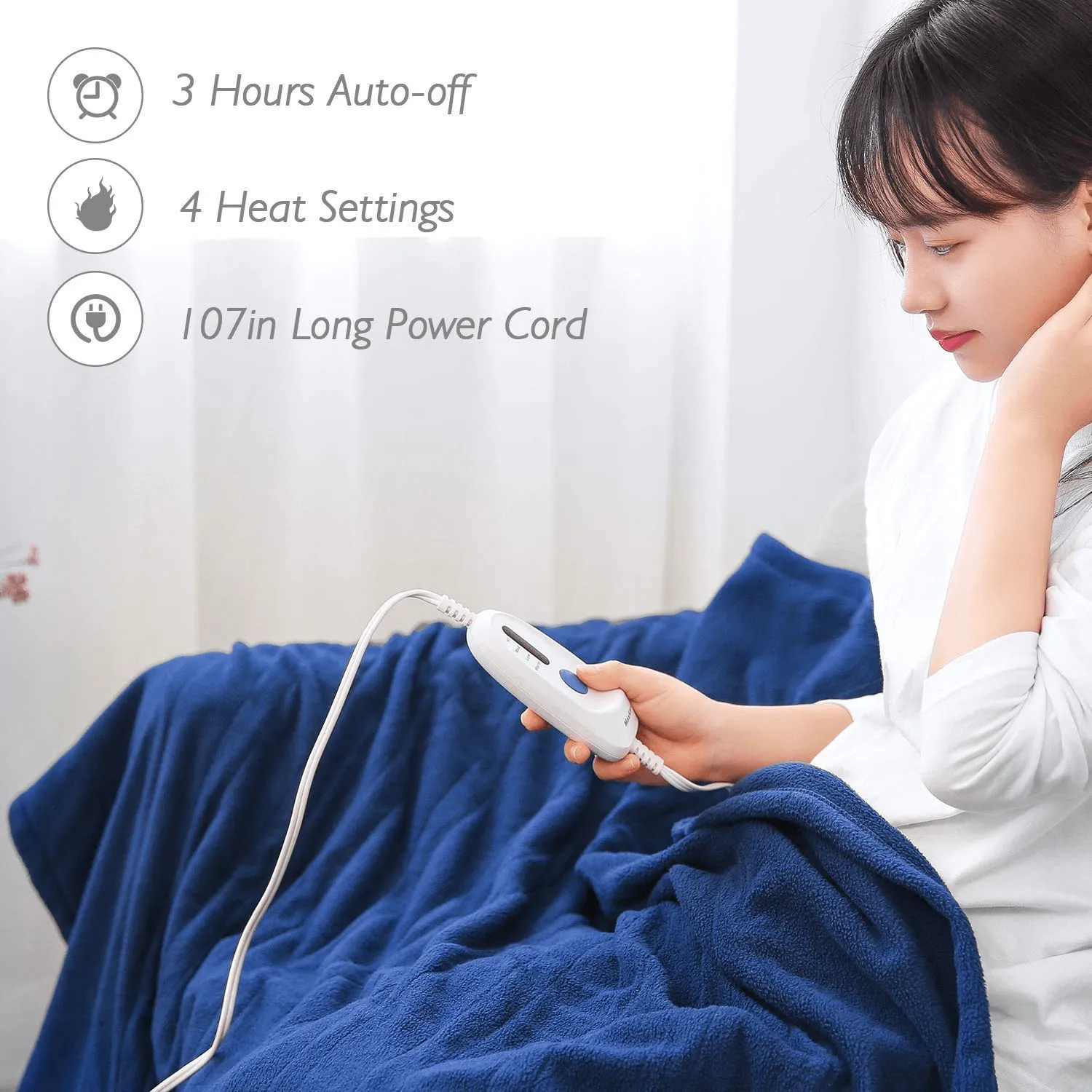 50 x 60 cozy soft fleece Electric blanket, Blue