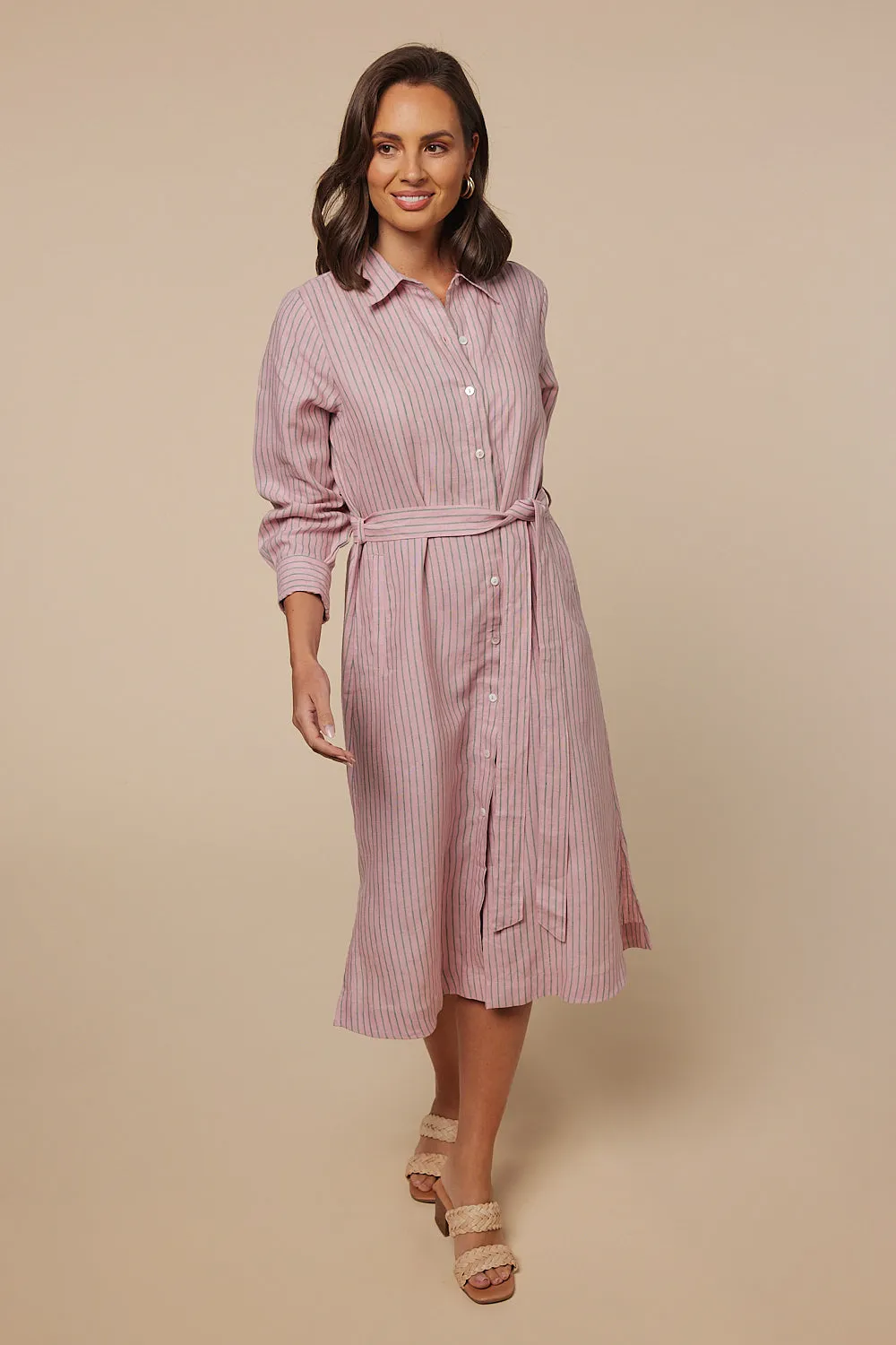 Abbey Linen Shirt Dress in Beverly Hills