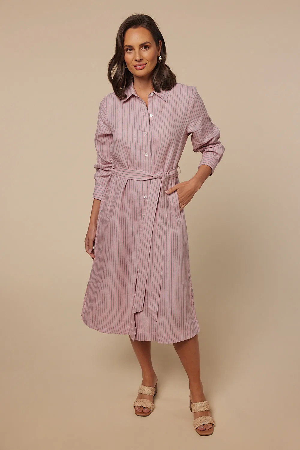 Abbey Linen Shirt Dress in Beverly Hills