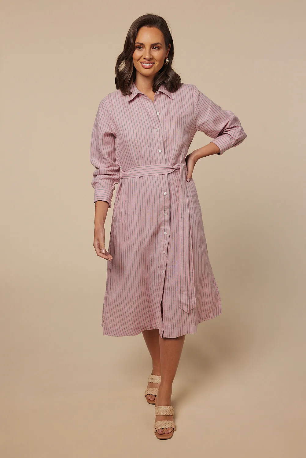 Abbey Linen Shirt Dress in Beverly Hills