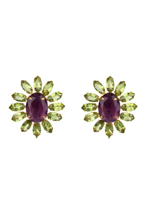 Amethyst Peridot Stud Earrings