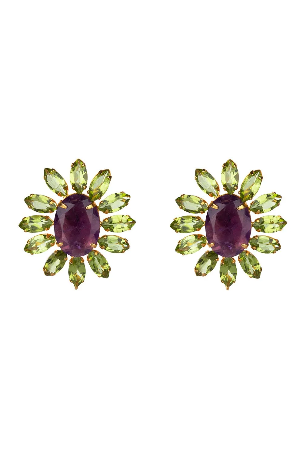 Amethyst Peridot Stud Earrings