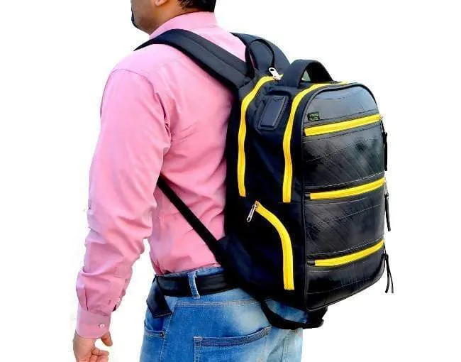 Artisan Upcycled Black Backpack