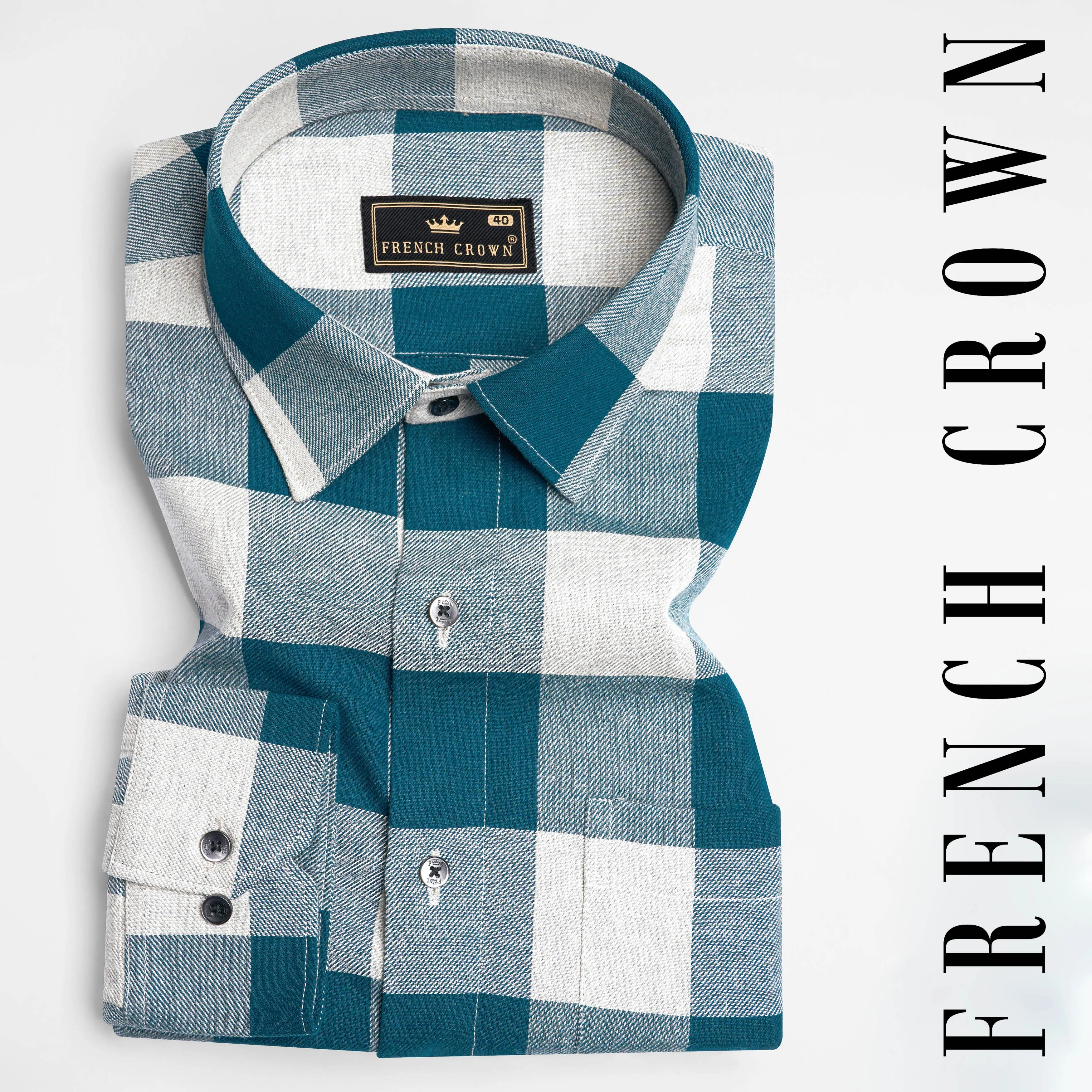 Astronaut Blue and White Checked Twill Premium Cotton Shirt