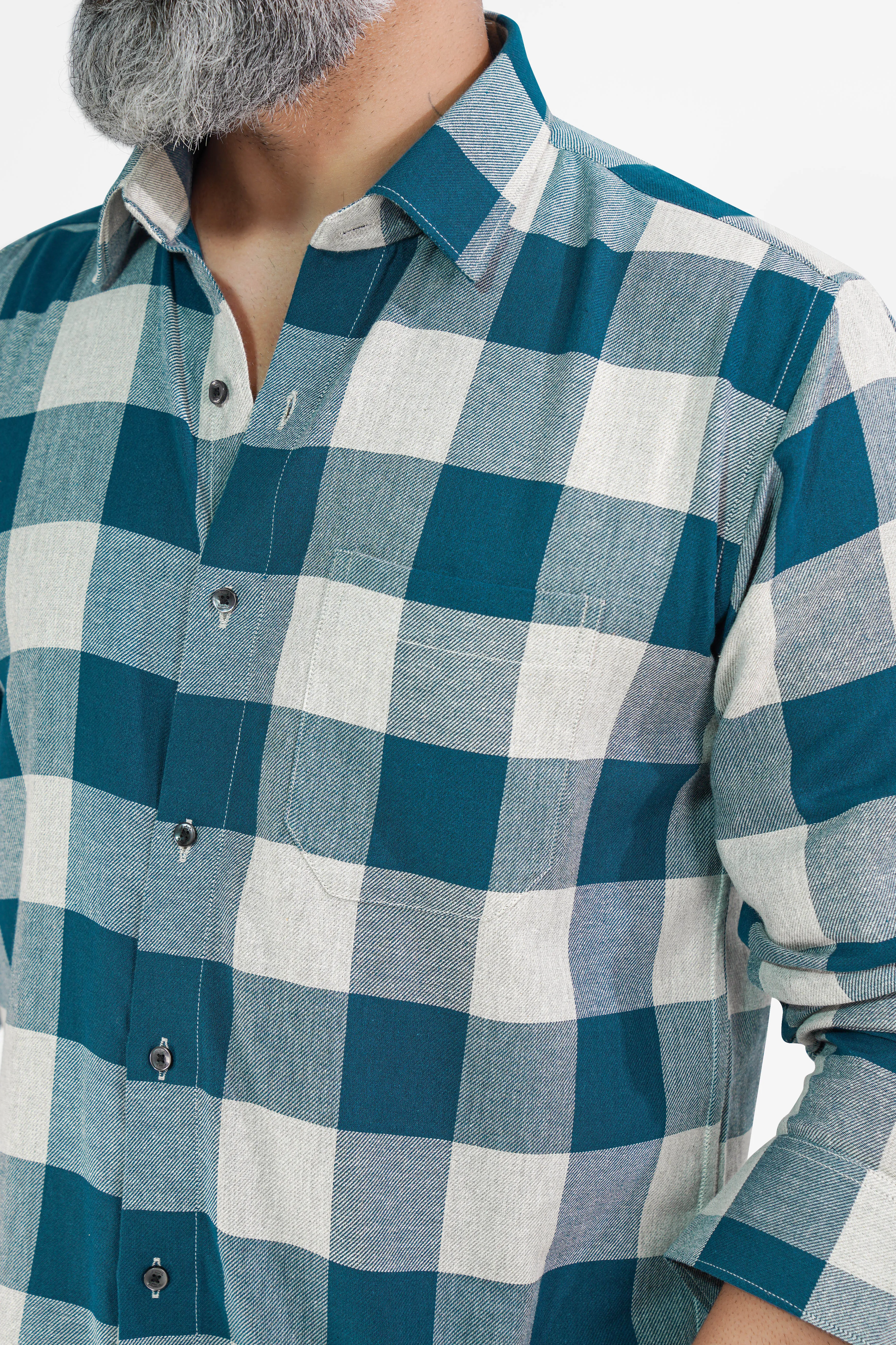 Astronaut Blue and White Checked Twill Premium Cotton Shirt