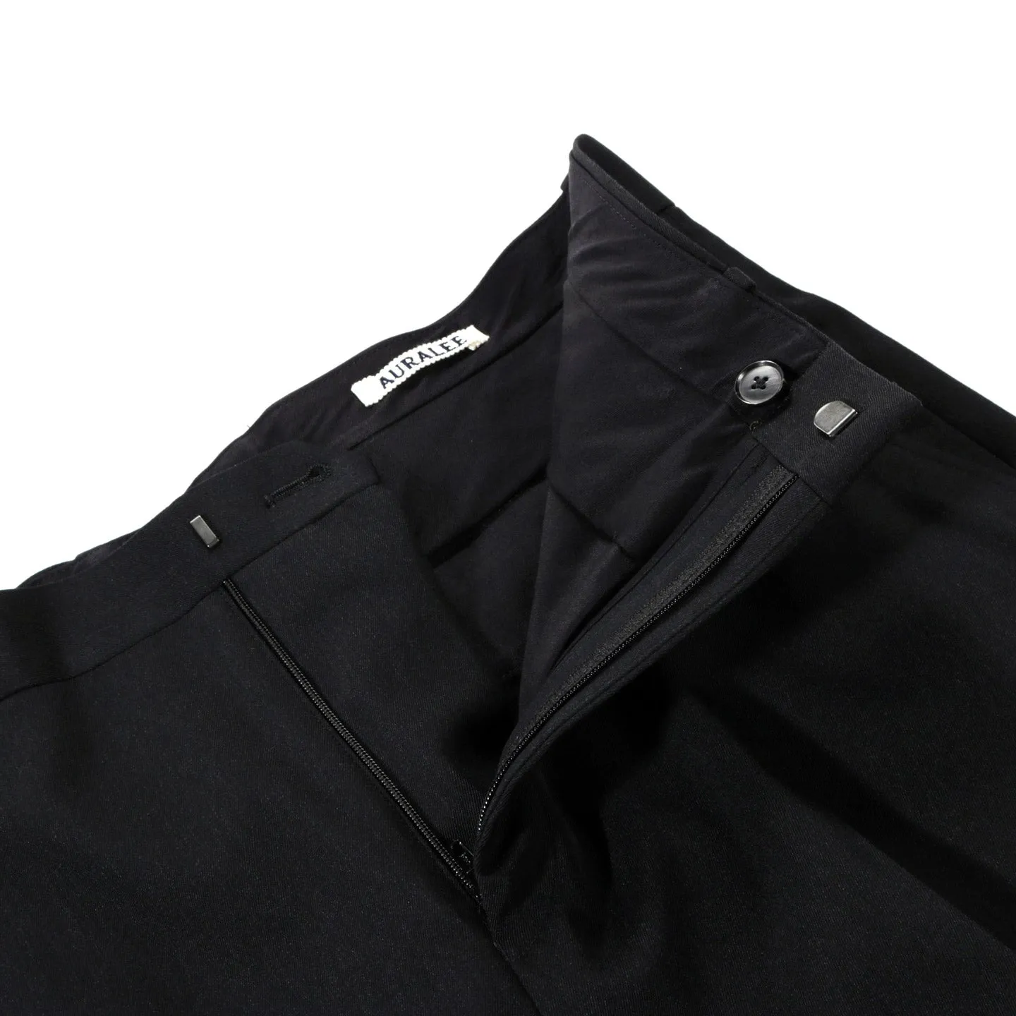 AURALEE LIGHT WOOL MAX GABARDINE SLACKS BLACK