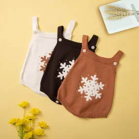 Baby Boys Girls Solid Cartoon Snowflake Sling Knit Romper