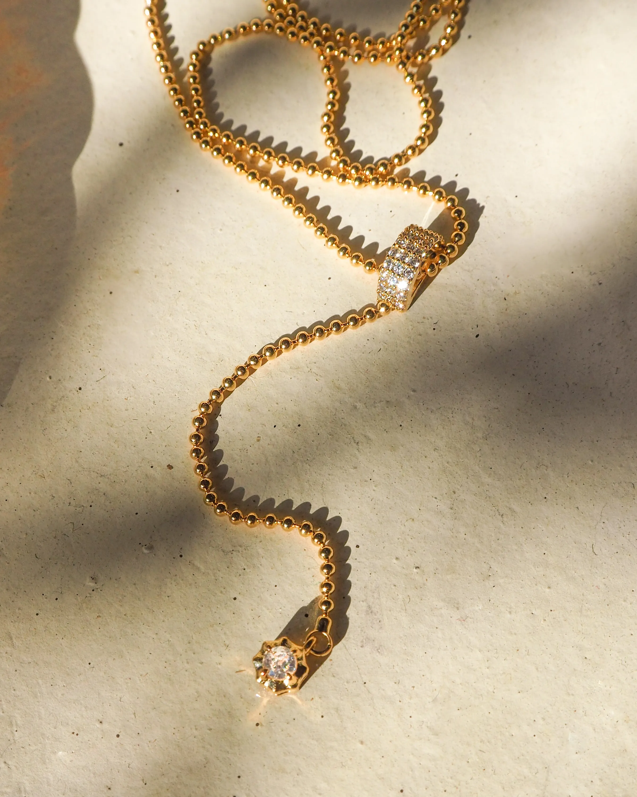 Ball Chain Lariat- Gold