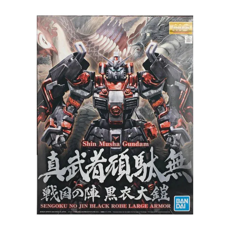 Bandai Gundam Model Kit Anime Figure MG Shin Musha Sengoku No Jin Black Robe Large Armor  Anime Action Figure Toys for Children