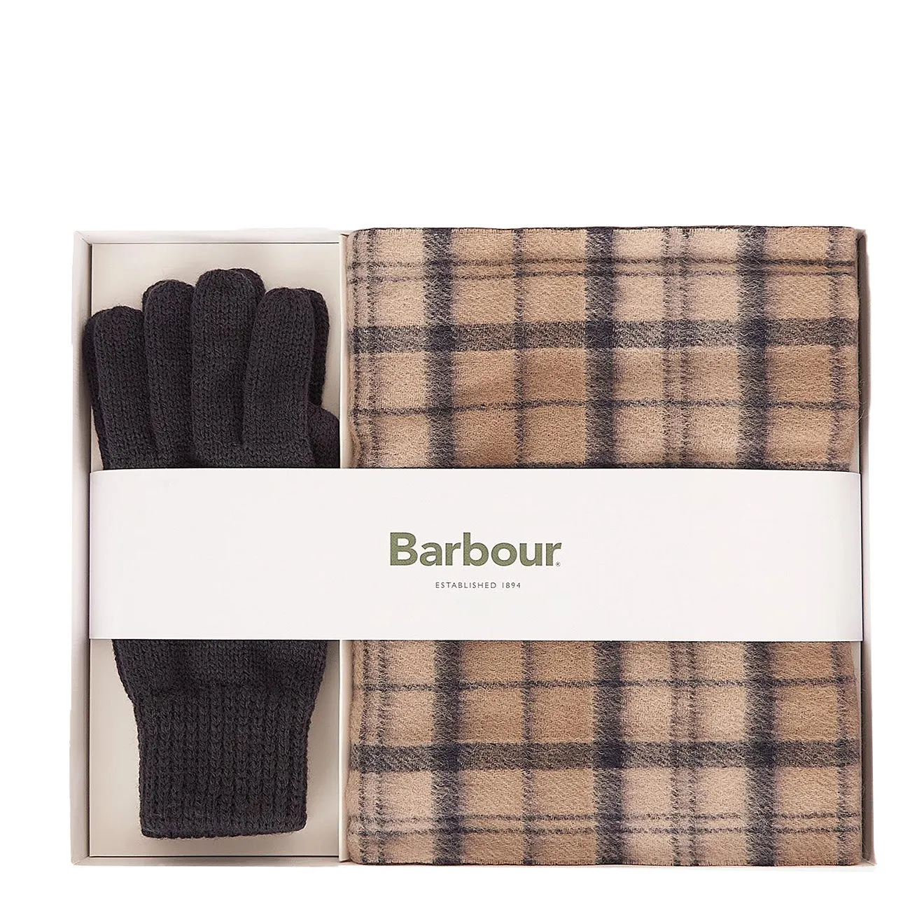 Barbour Wool Tartan Scarf & Glove Gift Set Trench