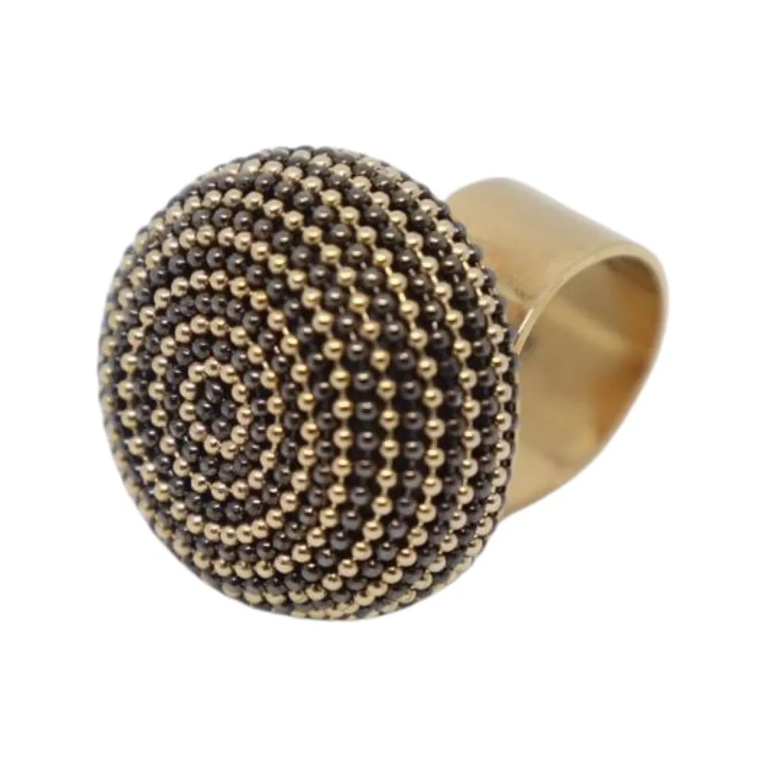 B.E. BLACK AND GOLD ROUND RING