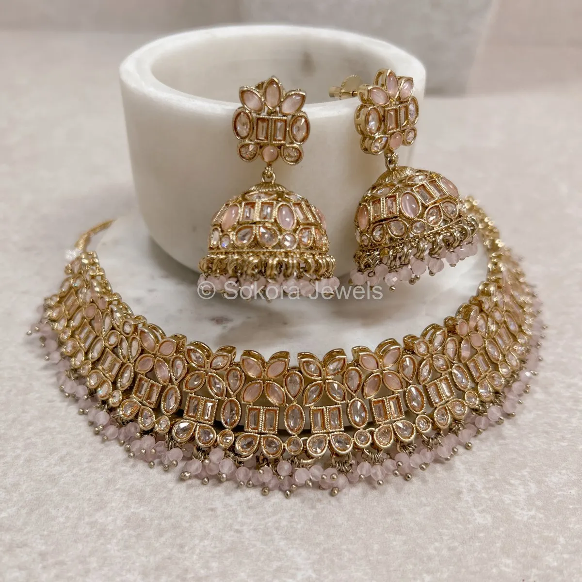 Bilkis Choker Set - Light Pink