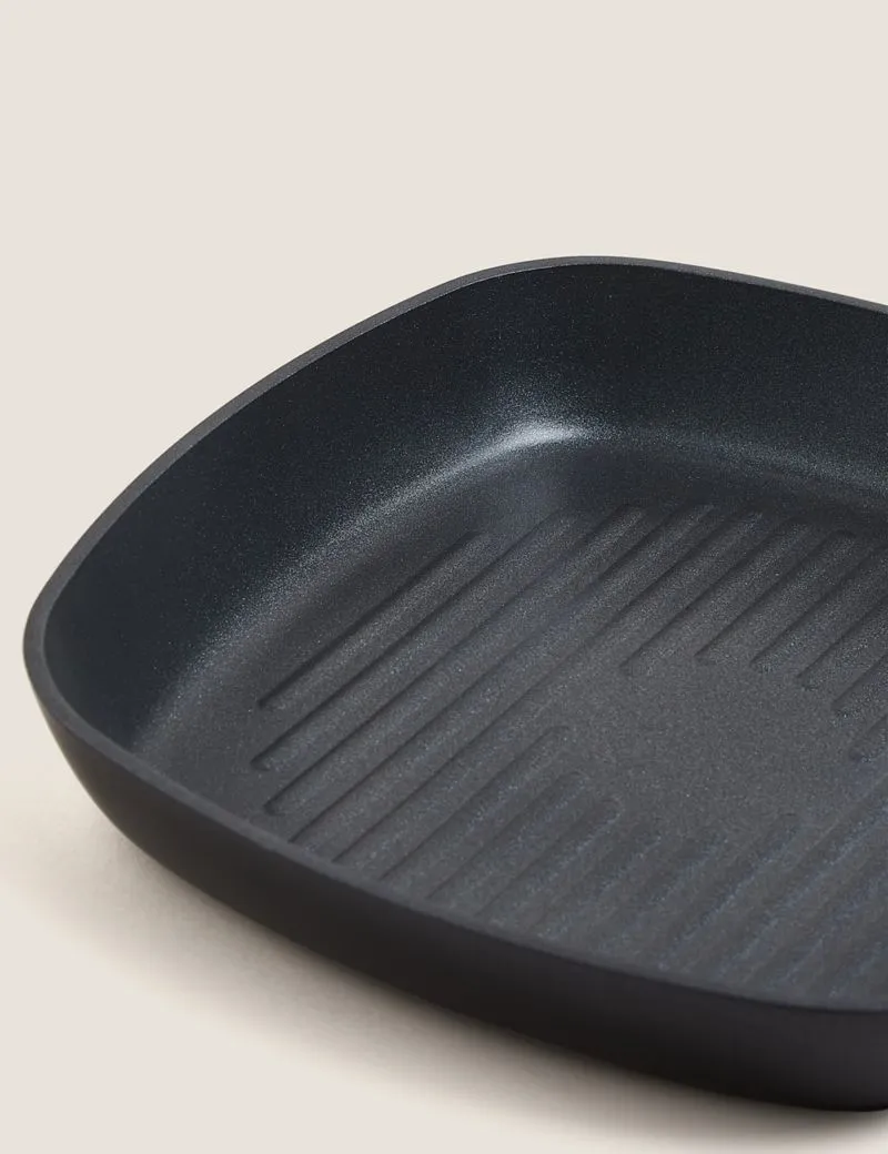 Black Aluminium 26cm Non-Stick Griddle Pan