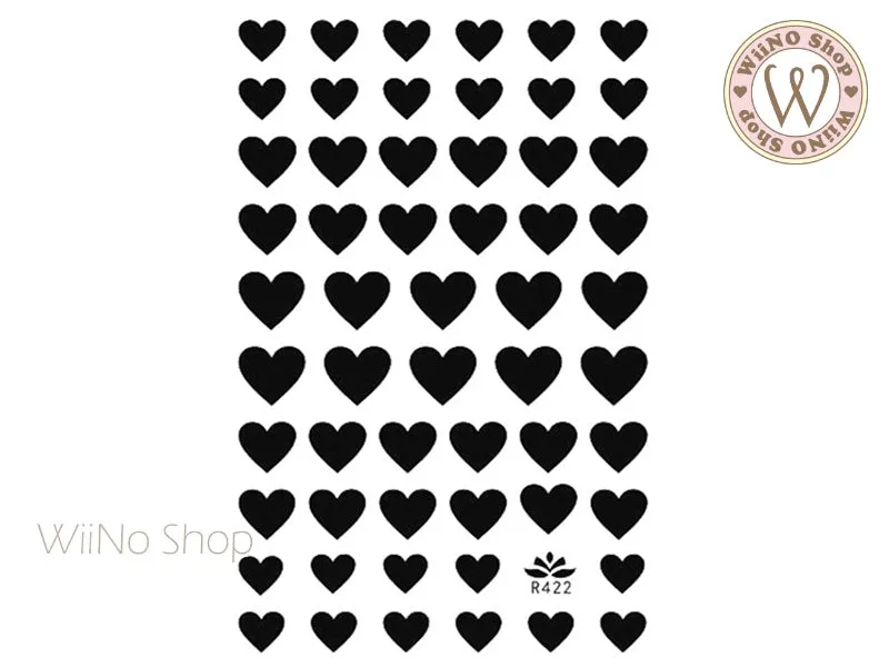 Black Heart Adhesive Nail Art Sticker - 1 pc (R422B)