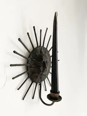 Black Iron Sun Candle Sconce