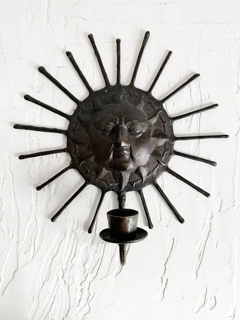 Black Iron Sun Candle Sconce