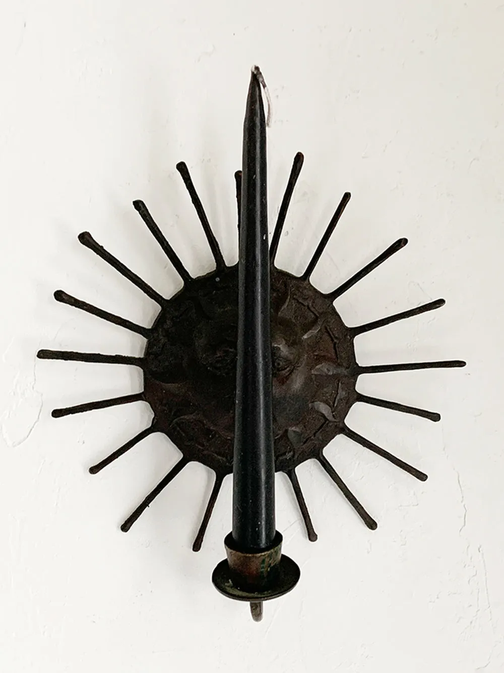 Black Iron Sun Candle Sconce