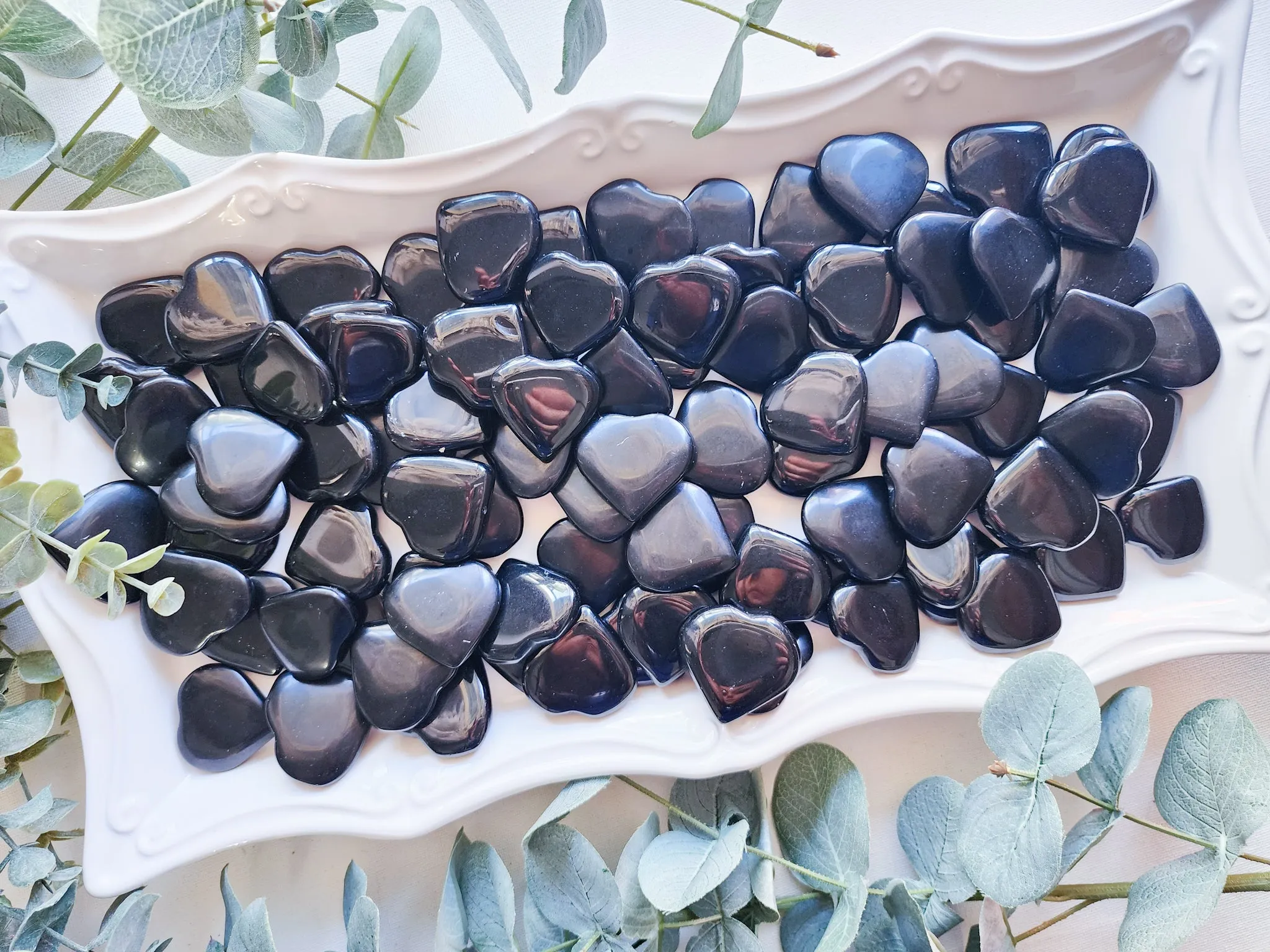 Black Obsidian Flat Mini Hearts