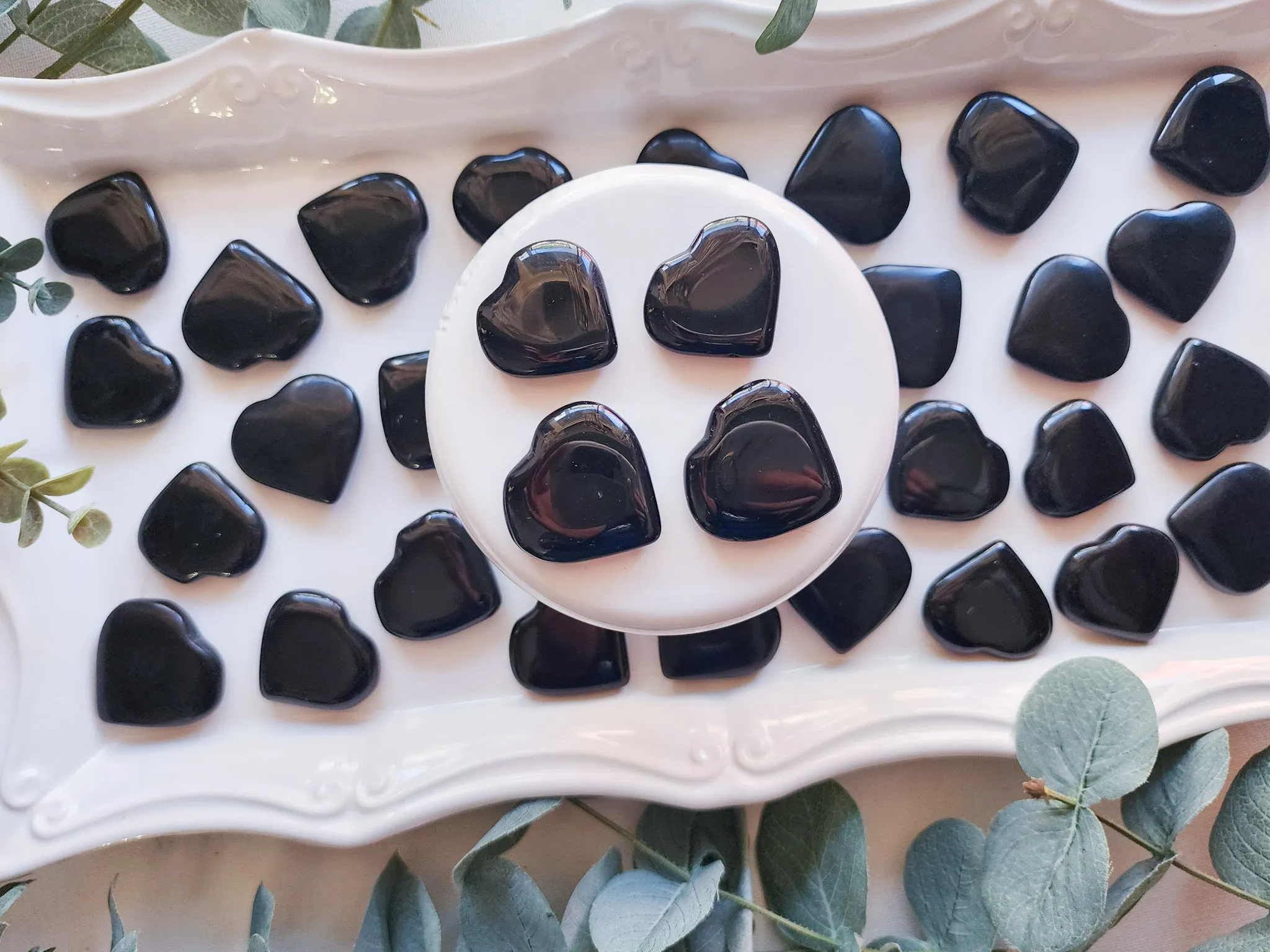 Black Obsidian Flat Mini Hearts