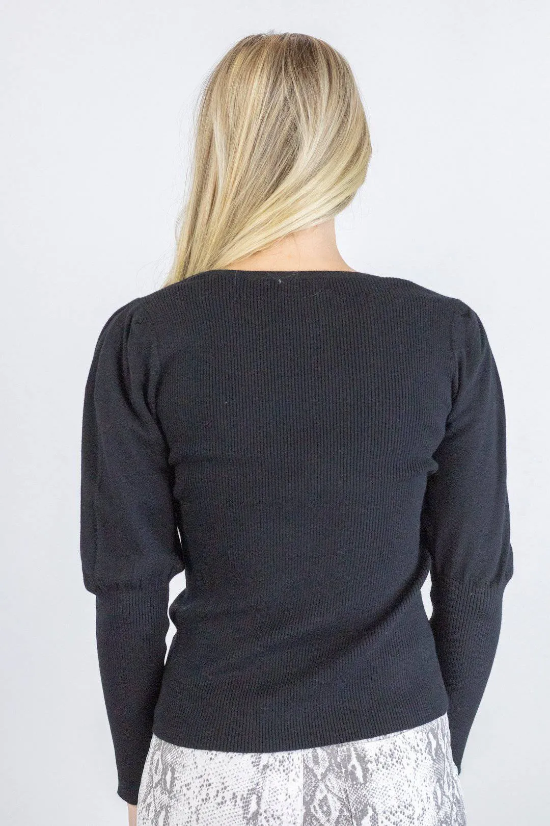 Black Puff Long Sleeve Top