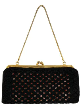 Black String Bead Vintage Cocktail Bag