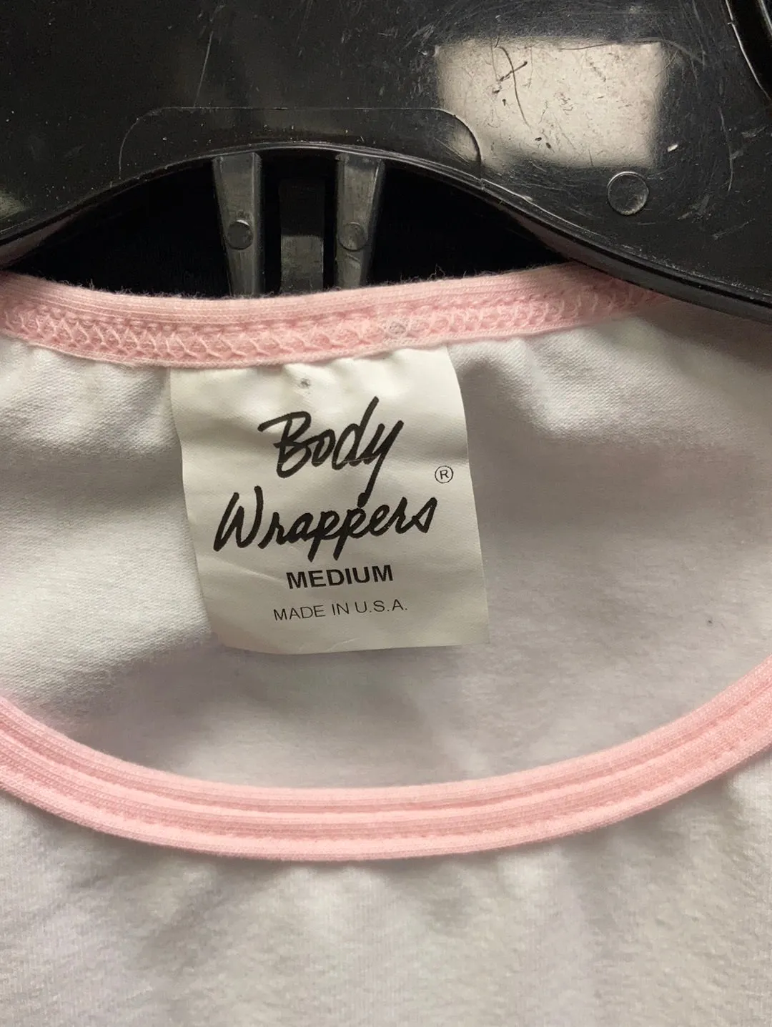 Body Wrappers Dance White w/Pink Trim T-shirt Ladies Medium