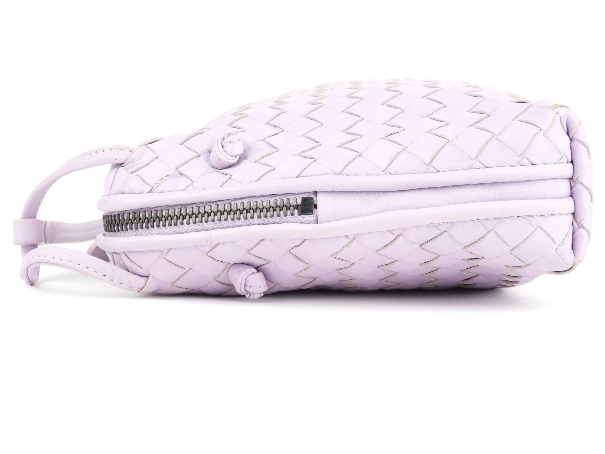 Bottega Veneta Pastel Purple Intrecciato Leather Zip Shoulder Bag