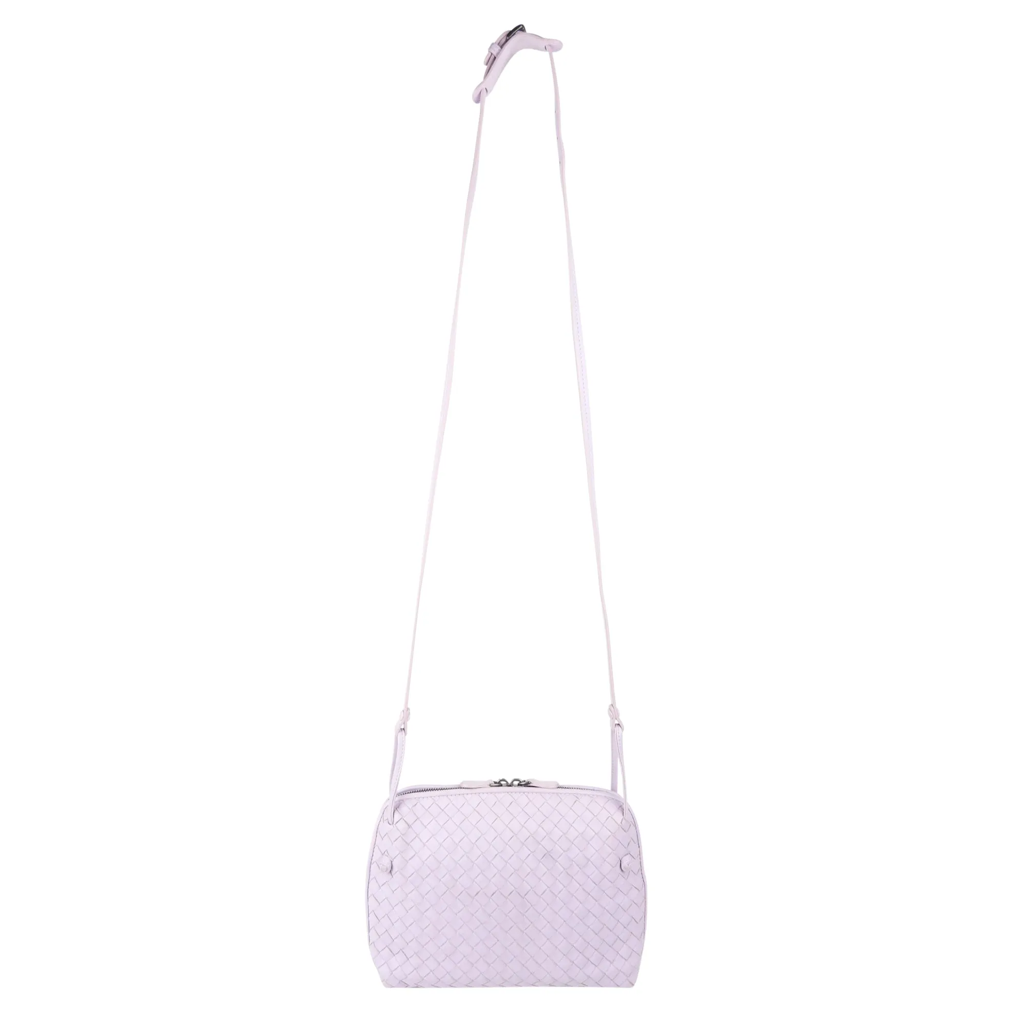 Bottega Veneta Pastel Purple Intrecciato Leather Zip Shoulder Bag