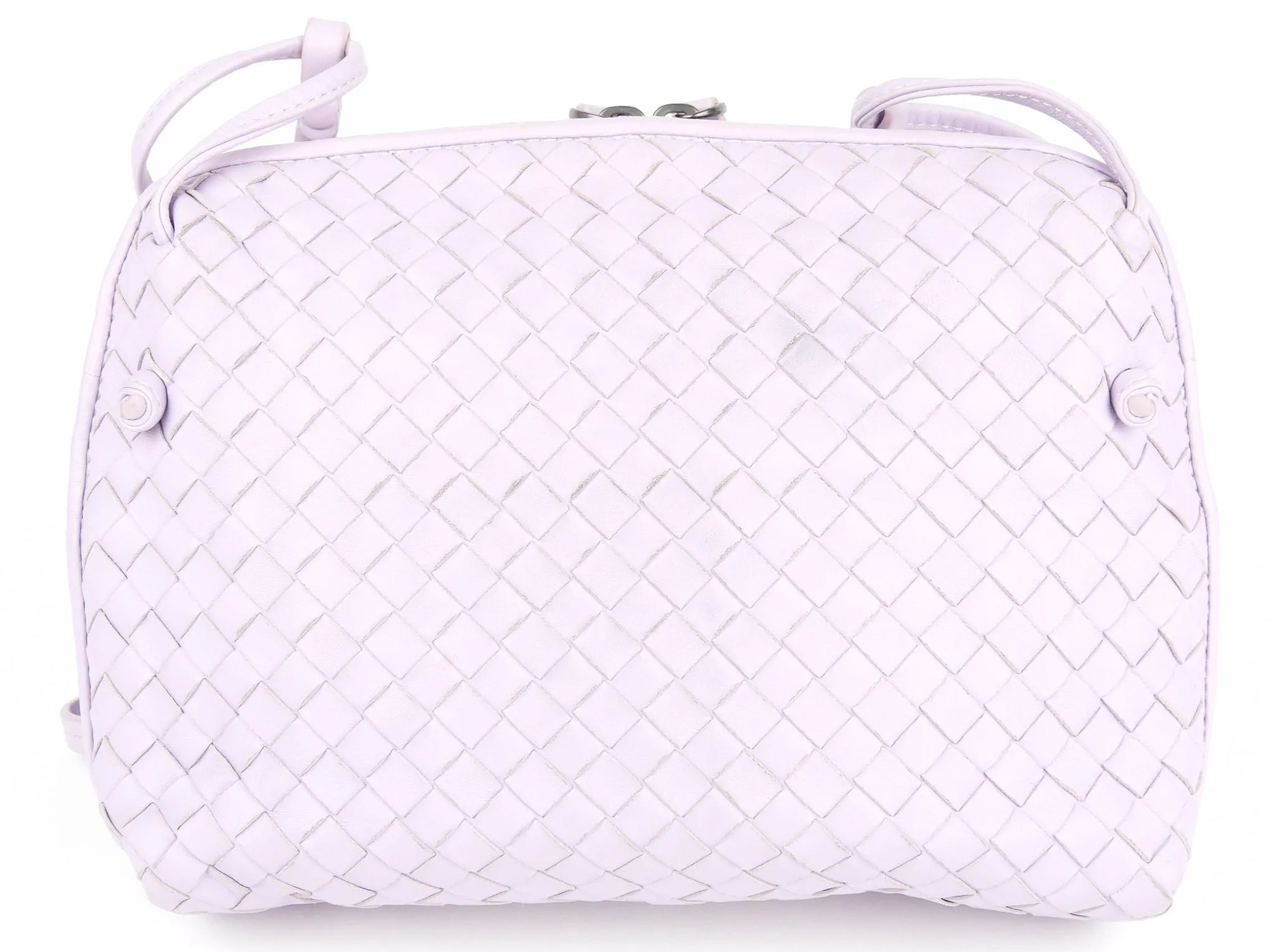 Bottega Veneta Pastel Purple Intrecciato Leather Zip Shoulder Bag