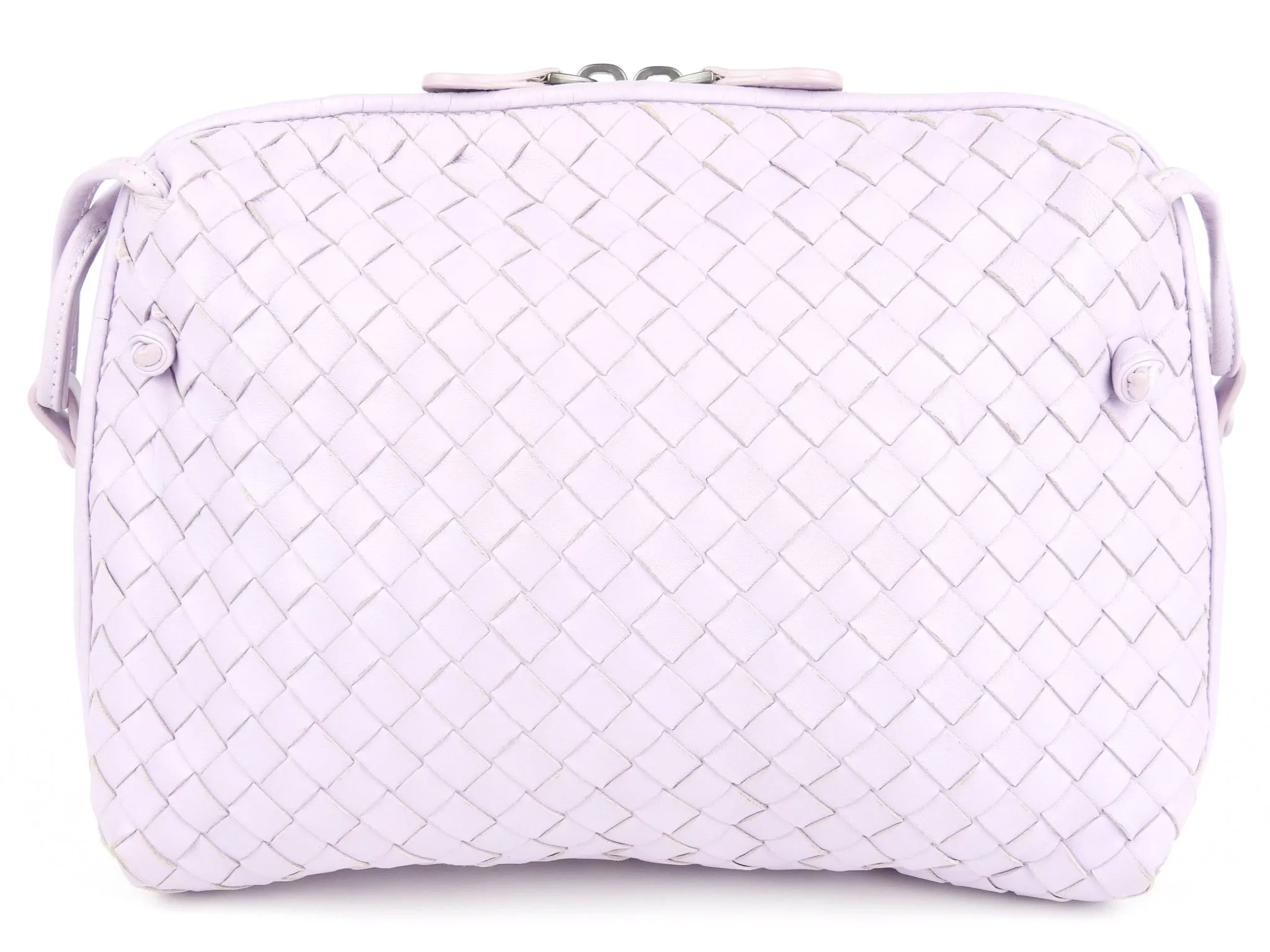 Bottega Veneta Pastel Purple Intrecciato Leather Zip Shoulder Bag