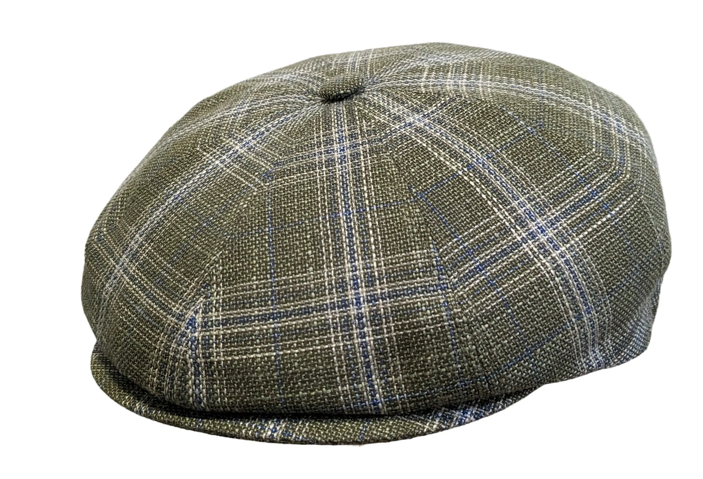 Cappellificio Biellese Wool/Silk Green flamed check Baker boy cap