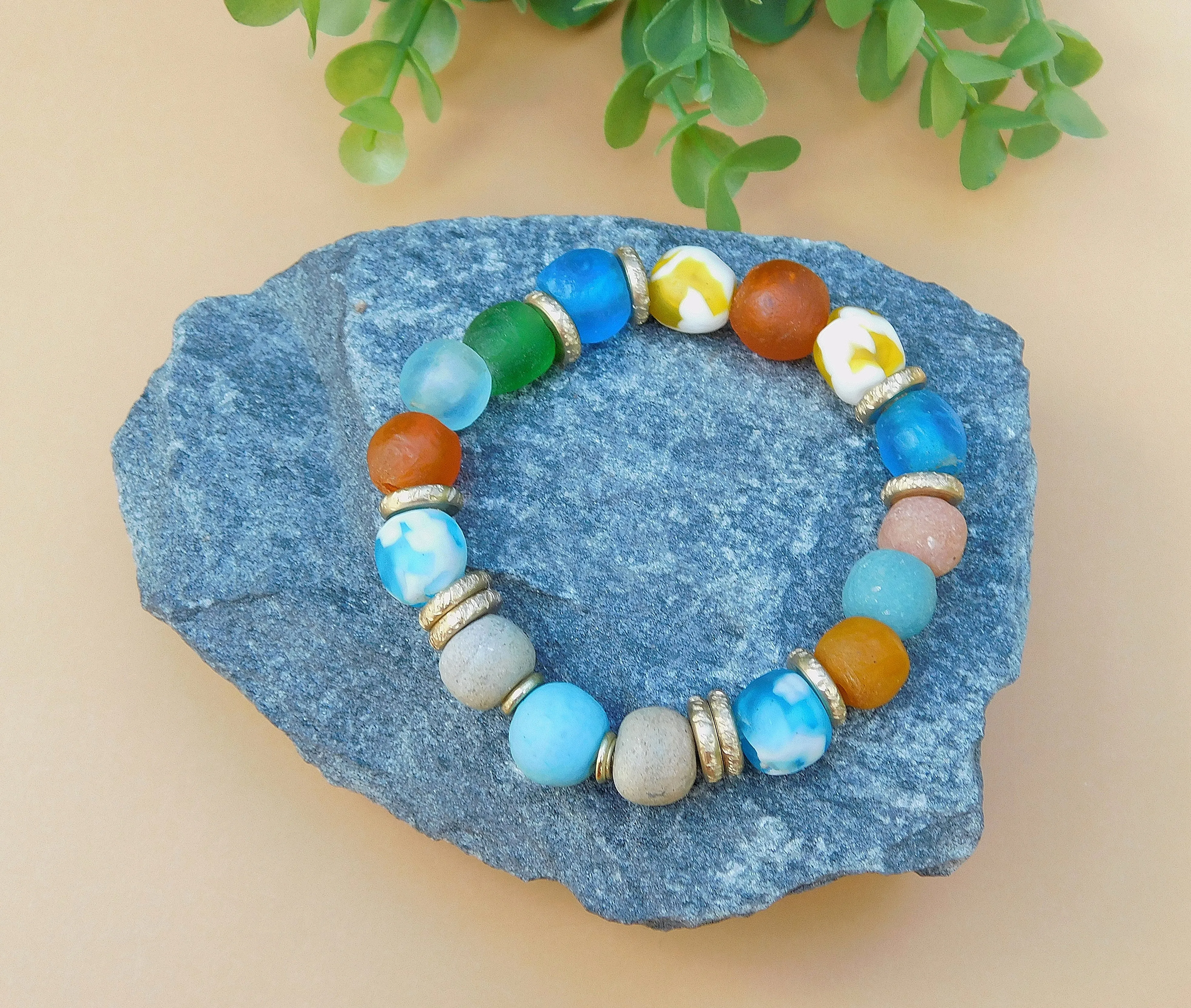 Colorful  African Sandcast Bracelet