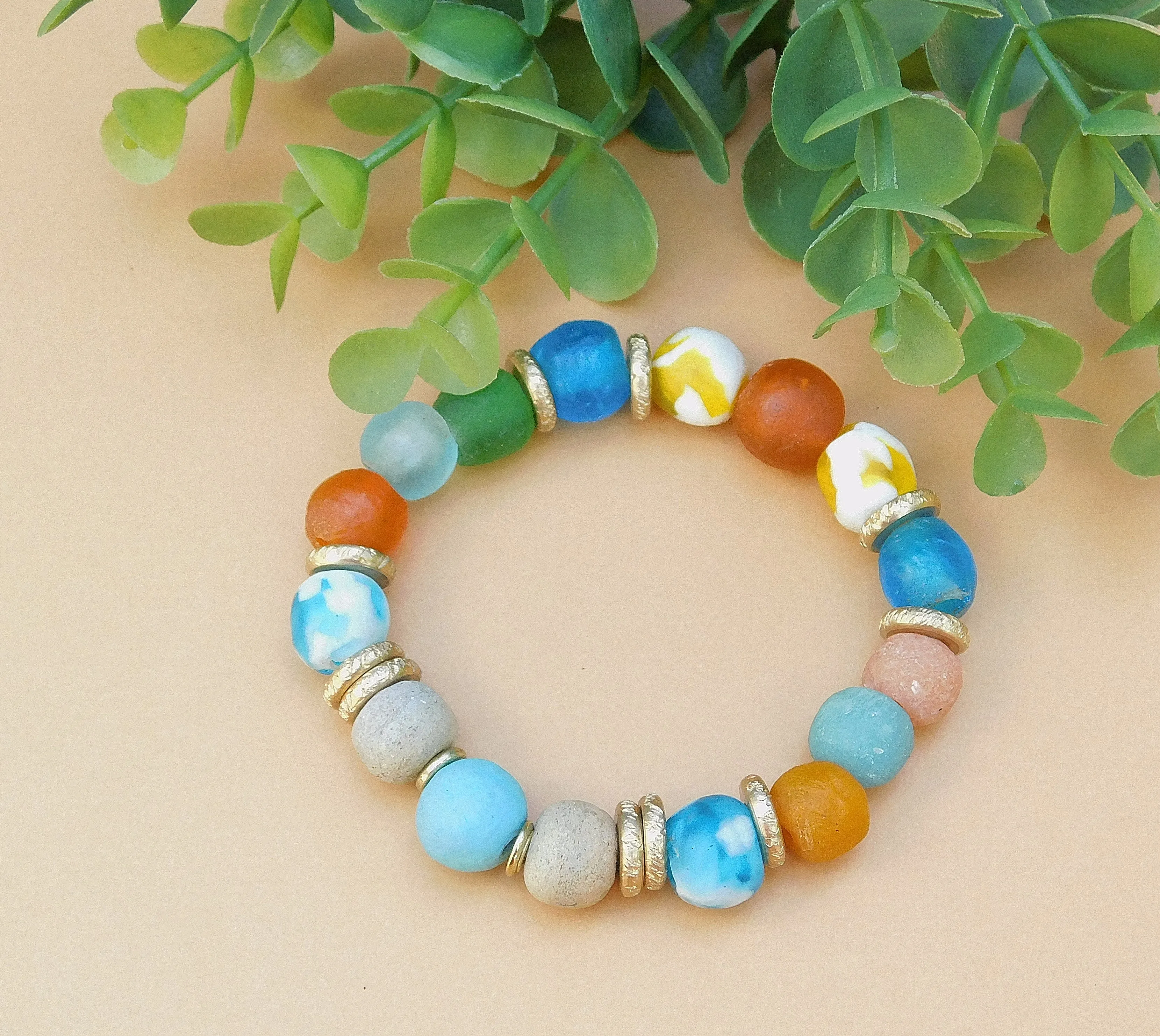 Colorful  African Sandcast Bracelet