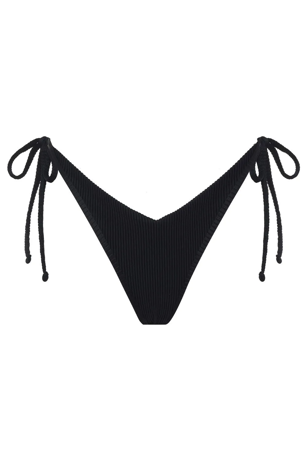 Connor Ribbed Cheeky Bikini Bottom - Black