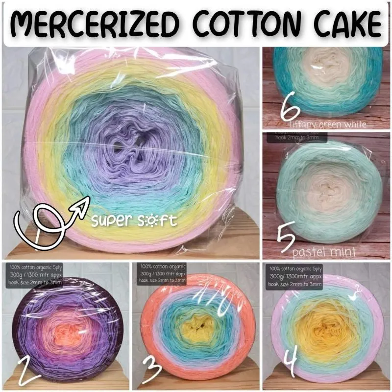 Cotton Mercerized Cake Gradient Yarn Ombre Crochet Knitting Thread