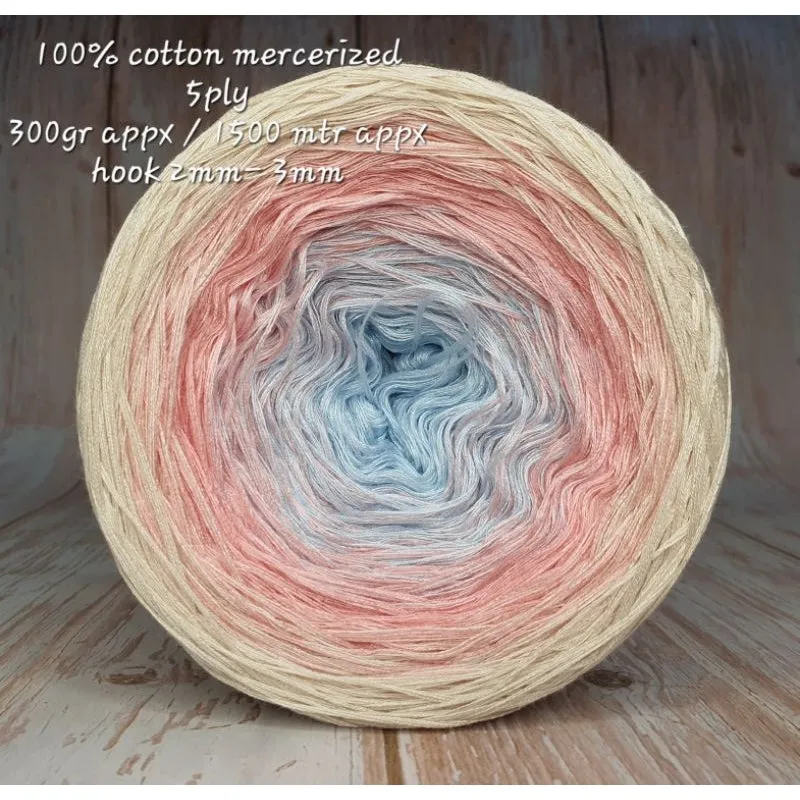 Cotton Mercerized Cake Gradient Yarn Ombre Crochet Knitting Thread